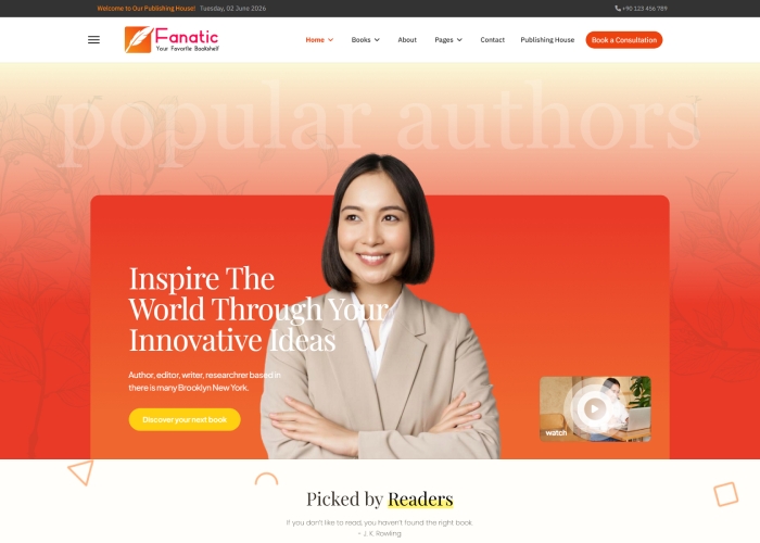 JL Fanatic Authors, and Bookstores Template